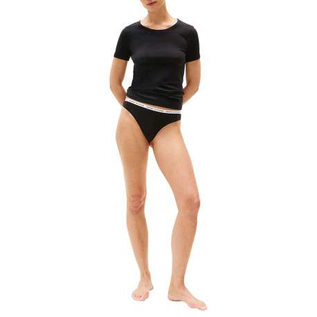 Lot de 3 strings en coton noir avec nom de la marque sur l'élastique - Image 3