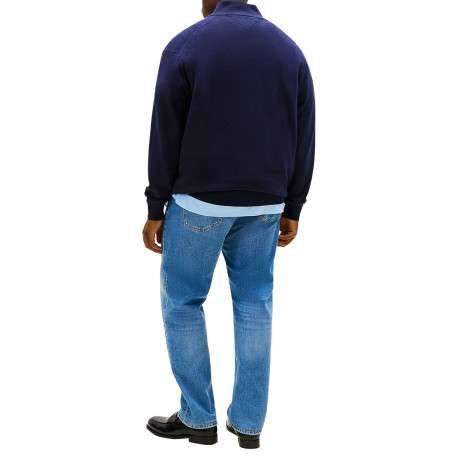 Gilet grande taille en coton marine uni avec une fermeture zippée - Image 4