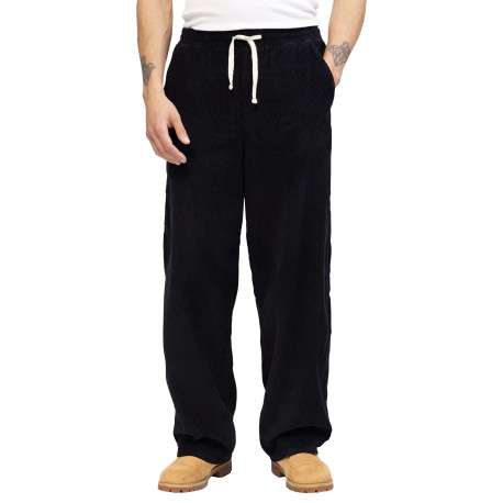 Pantalon jogging en coton noir uni en velours avec une coupe ample