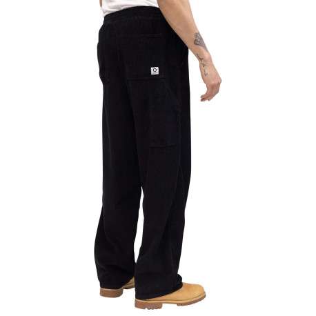 Pantalon jogging en coton noir uni en velours avec une coupe ample - Image 2