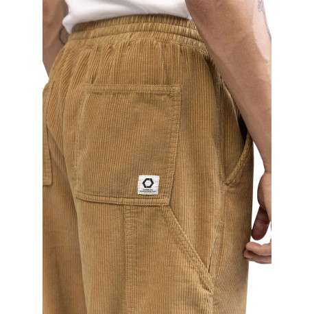 Pantalon jogging en coton camel uni en velours avec une coupe ample - Image 3