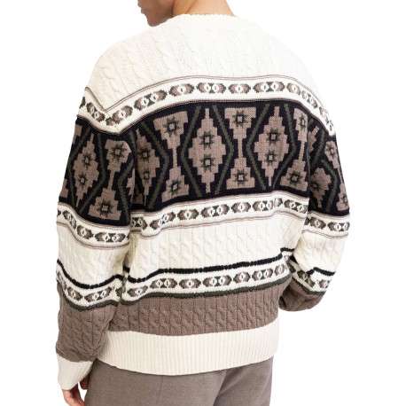 Pull multicolore en maille torsadée avec une coupe ample et un col rond - Image 2