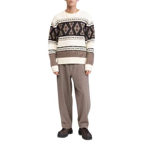 Pull multicolore en maille torsadée avec une coupe ample et un col rond - Image 4