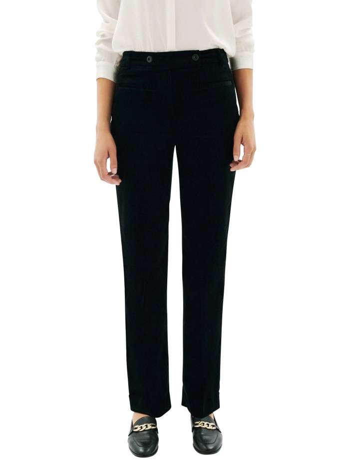 Pantalon tailleur noir uni avec une coupe bootcut et 2 poches GRACE