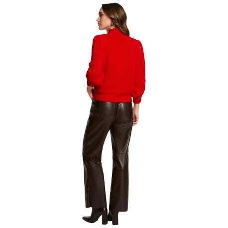 Pantalon marron en simili cuir pourvu d'une coupe bootcut et de poches - Image 3
