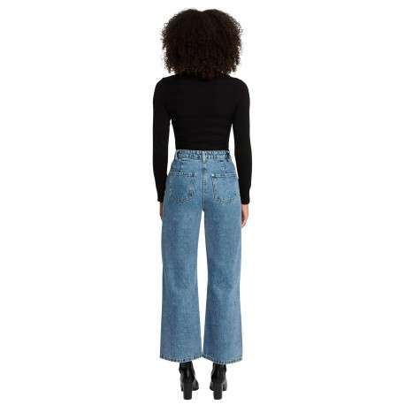 Pull noir pourvu d'un col roulé côtelé et de manches longues - Image 3