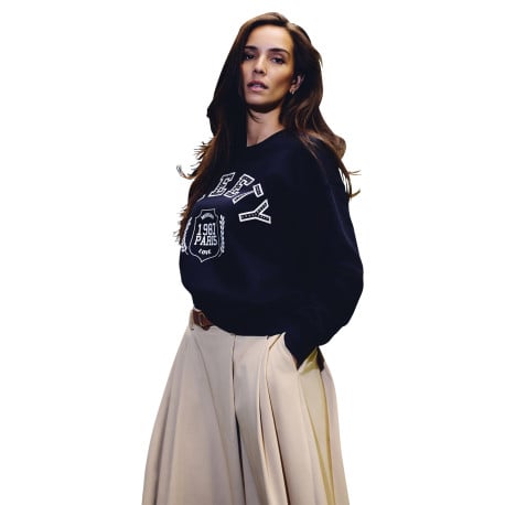 Sweat marine imprimé pourvu d'un col rond et de manches longues - Image 2