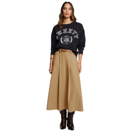 Sweat marine imprimé pourvu d'un col rond et de manches longues - Image 6