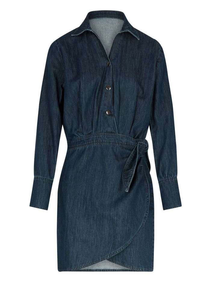 Robe courte en coton bleue...