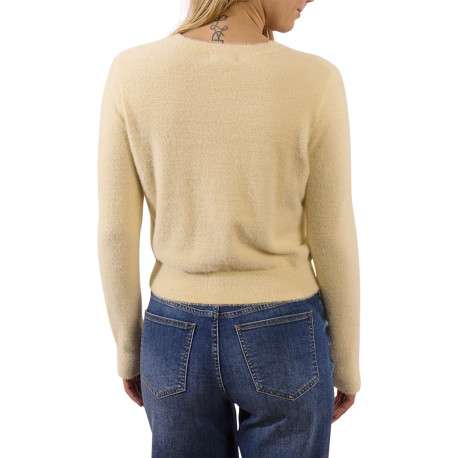Gilet écru en maille fine avec une coupe droite et des manches longues - Image 2