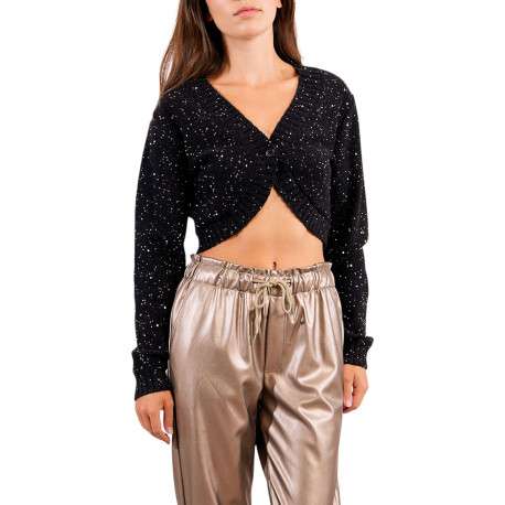 Gilet noir en maille fine avec une coupe ajustée et des paillettes