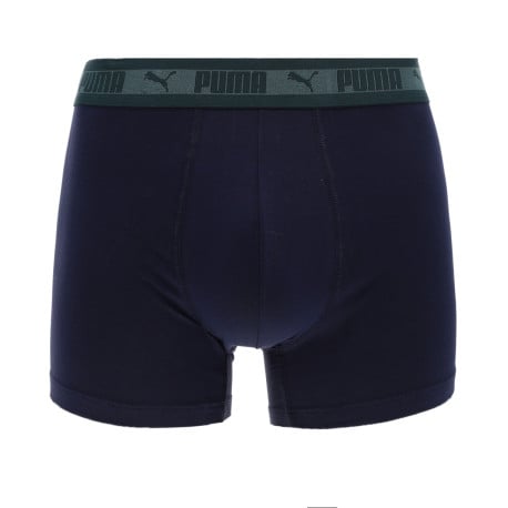Lot de 2 boxers en coton marine et verts avec logo imprimé à la taille