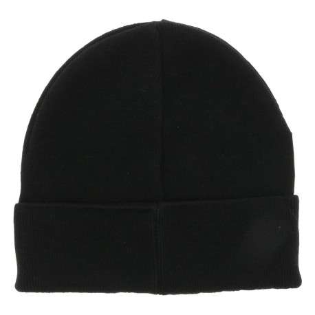 Bonnet noir uni en maille fine avec logo en relief sur le revers - Image 2