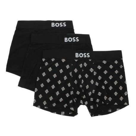 Lot de 3 boxers noirs et blancs en coton avec logo blanc imprimé - Image 3