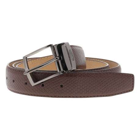 Ceinture en cuir marron unie avec boucle à ardillon brillante