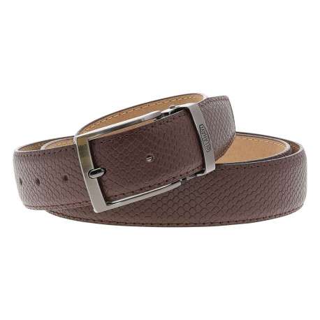 Ceinture en cuir marron unie avec boucle à ardillon brillante - Image 2