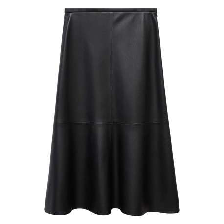 Jupe longue noire en simili cuir pourvue d'une fermeture zippée