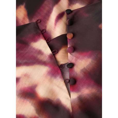 Blouse bordeaux ornée d'un motif floral abstrait et pourvue d'un col rond - Image 2