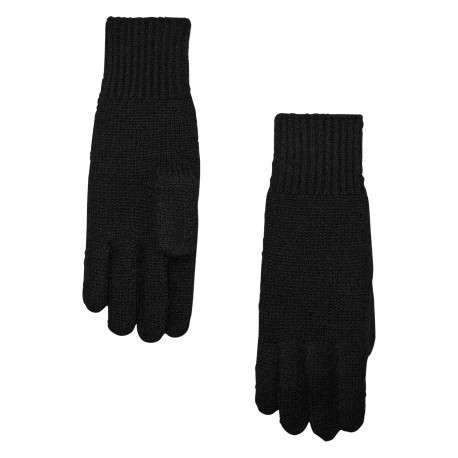 Gants noirs en maille tricotée effet lainage pourvue de bords côtelés