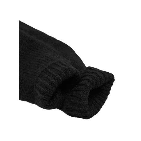 Gants noirs en maille tricotée effet lainage pourvue de bords côtelés - Image 2