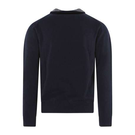 Pull laine cachemire marine uni coupe adjusted-fit et un col camionneur - Image 2