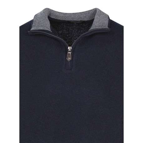 Pull laine cachemire marine uni coupe adjusted-fit et un col camionneur - Image 3
