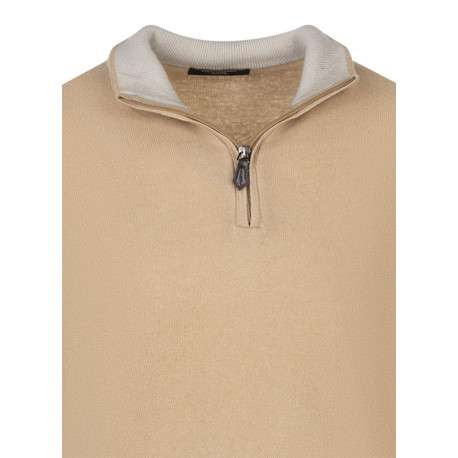 Pull laine cachemire taupe uni coupe adjusted-fit et à manches longues - Image 3