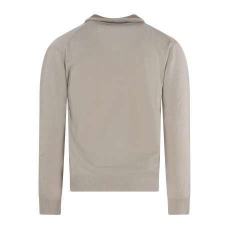 Pull laine cachemire écru uni à coupe adjusted fit avec un col camionneur - Image 2