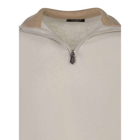 Pull laine cachemire écru uni à coupe adjusted fit avec un col camionneur - Image 3