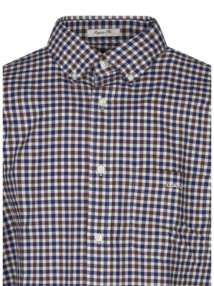 Chemise en coton marron à...