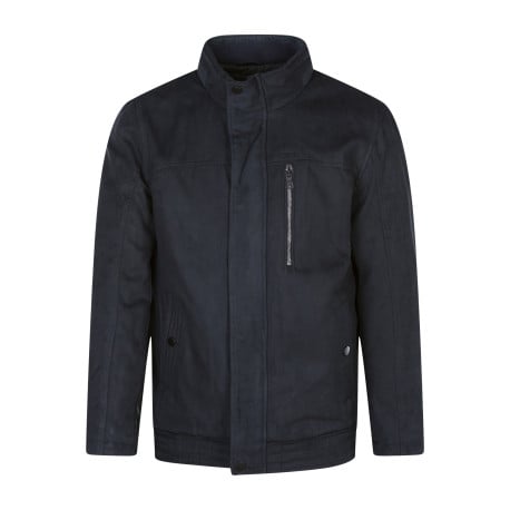 Blouson marine uni coupe droite à col montant et une taille ajustable