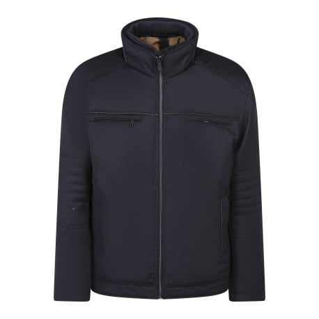 Blouson marine uni coupe bombers à col montant avec une fermeture zippée