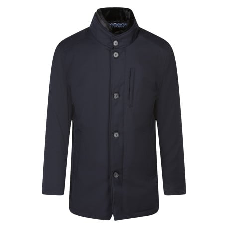 Parka marine unie à coupe longue un col montant avec une doublure amovible