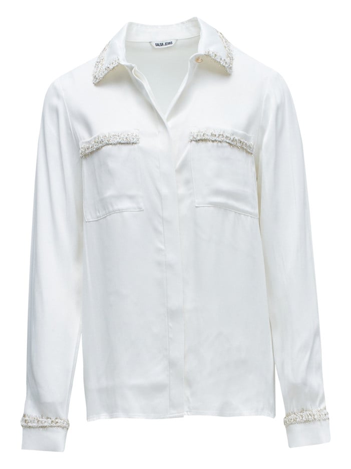 Chemisier écru uni à coupe...