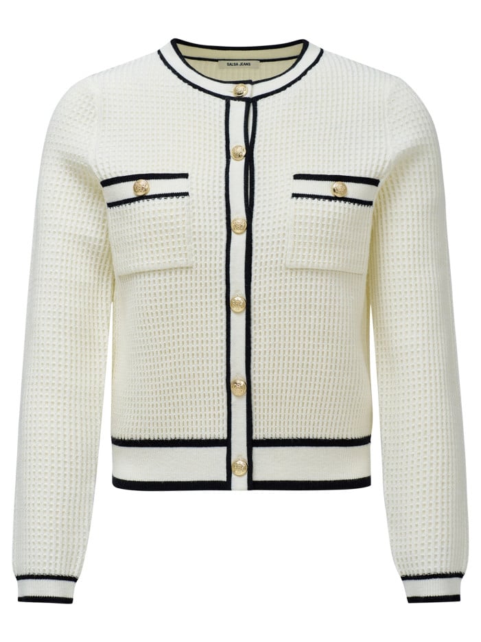 Gilet écru en maille effet...