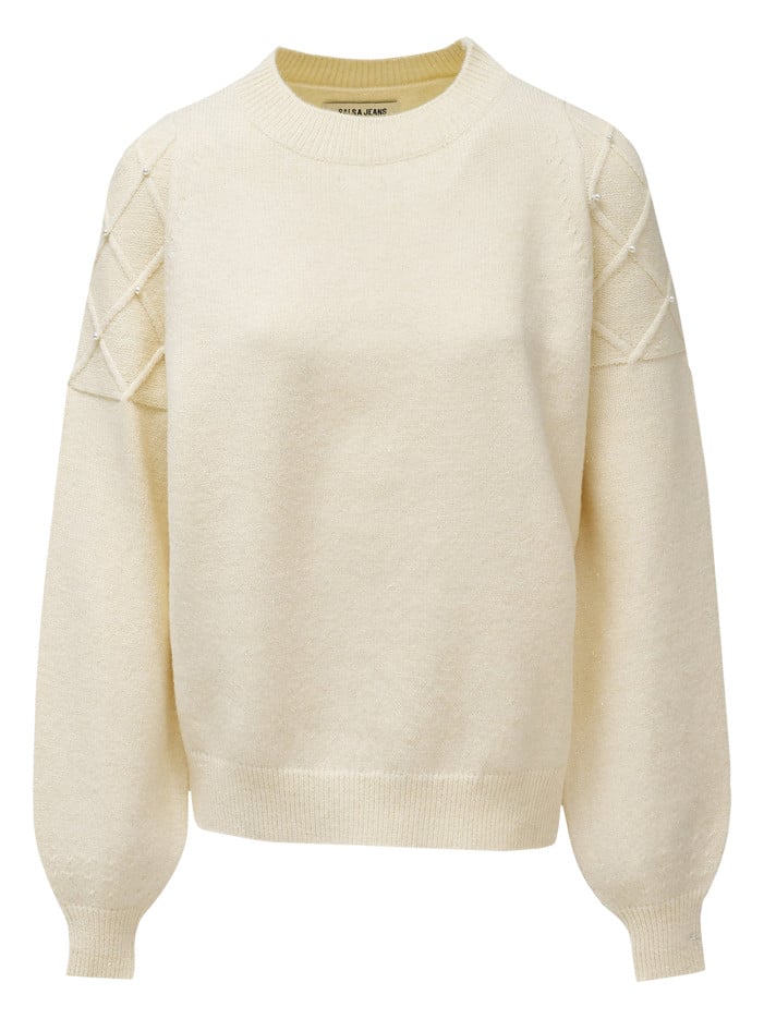 Pull écru uni à coupe...