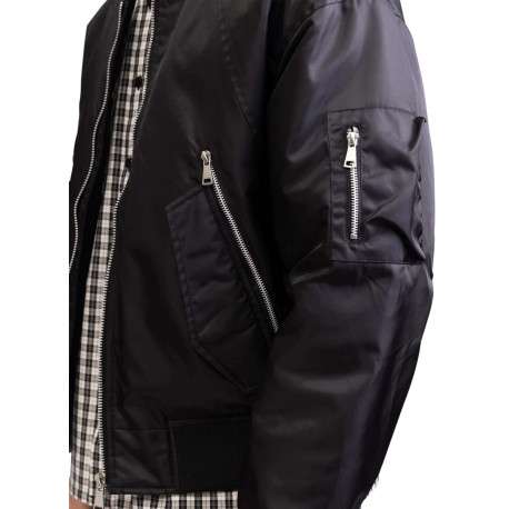 Bomber noir pourvu d'un col rond côtelé et d'une fermeture zippée - Image 3
