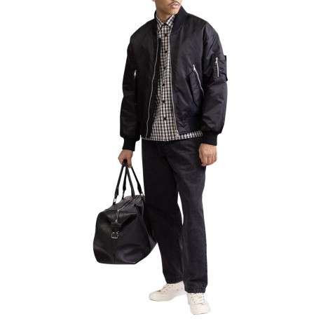 Bomber noir pourvu d'un col rond côtelé et d'une fermeture zippée - Image 4