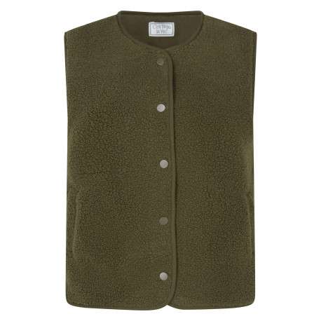 Gilet kaki uni sans manches en maille sherpa et une coupe ajustée