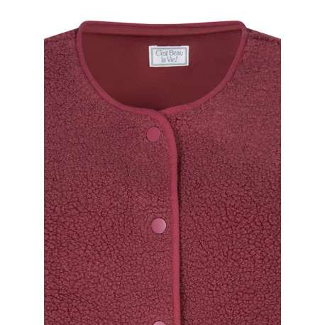 Gilet rouge uni sans manches à coupe ajustée et un col rond - Image 3