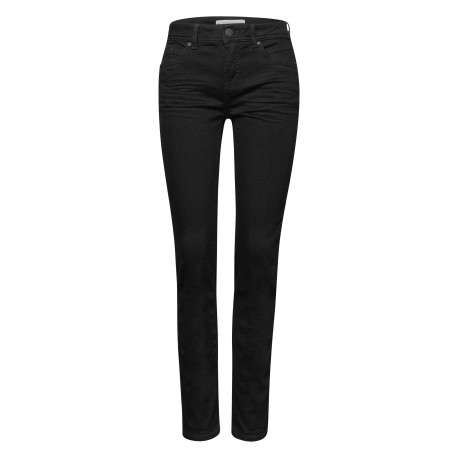 Jean noir pourvu d'une coupe skinny et de passants pour la ceinture