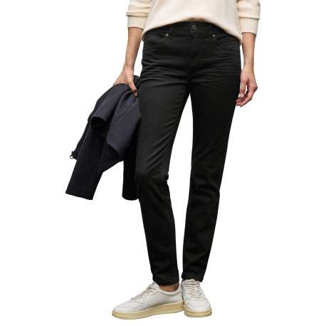 Jean noir pourvu d'une coupe skinny et de passants pour la ceinture - Image 2