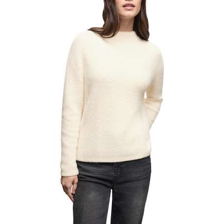 Pull écru en fourrure synthétique pourvu d'un col rond et de manches longues - Image 2