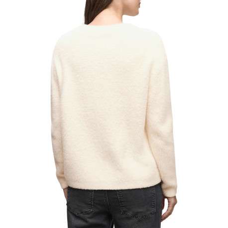 Pull écru en fourrure synthétique pourvu d'un col rond et de manches longues - Image 3