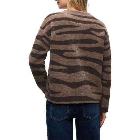 Gilet beige orné d'un motif zébré et pourvu d'une fermeture zippée - Image 3