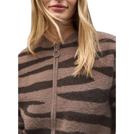 Gilet beige orné d'un motif zébré et pourvu d'une fermeture zippée - Image 4