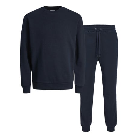 Pull et pantalon de jogging marine uni à coupe droite avec un col rond