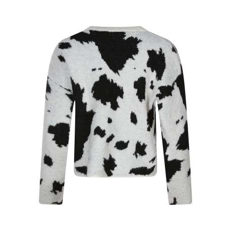 Pull noir tacheté à coupe cropped col rond et manches longues - Image 2