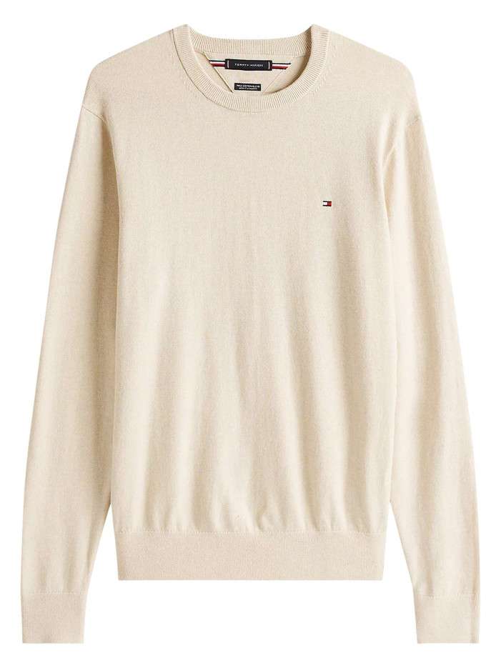 Pull en coton beige uni en...