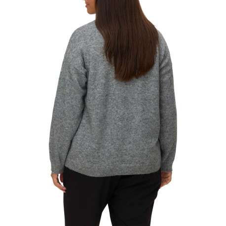 Pull anthracite à coupe droite avec un col rond et nom de la marque - Image 3